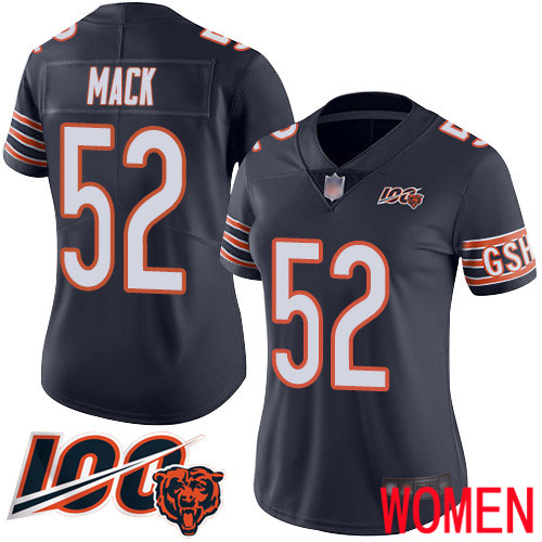 Chicago Bears Limited Navy Blue Women Khalil Mack Home Jersey NFL Football #52 100th Season